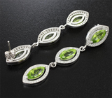 Элегантные серебряные серьги с перидотами Серебро 925