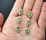 Элегантные серебряные серьги с перидотами Серебро 925