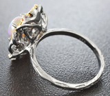 Серебярное кольцо с кристаллическим эфиопским опалом, цаворитами и сапфирами Серебро 925