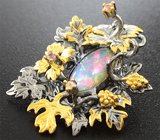 Серебряный кулон с кристаллическим эфиопским опалом и сапфирами Серебро 925