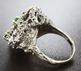 Серебряное кольцо с диопсидами и гранатами Серебро 925
