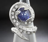 Изысканное серебряное кольцо с синим сапфиром Серебро 925