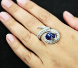 Изысканное серебряное кольцо с синим сапфиром Серебро 925