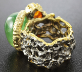 Серебряное кольцо с пренитом и эфиопскими опалами Серебро 925