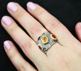Серебряное кольцо с рубином, желтым сапфиром и корнелианом Серебро 925