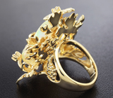 Эффектное золотое кольцо с кристаллическим белым опалом 13,05 карат и бриллиантами Золото