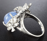 Изящное серебряное кольцо с голубым халцедоном Серебро 925