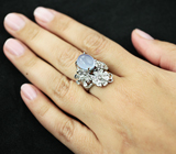 Изящное серебряное кольцо с голубым халцедоном Серебро 925