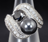 Эффектное серебряное кольцо с кубиком циркония Серебро 925