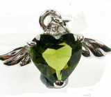 Кулон с ярким шлифованным молдавитом в форме сердца Серебро 925