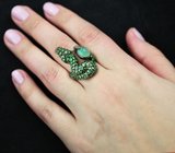 Серебряное кольцо с пренитом и цаворитами Серебро 925