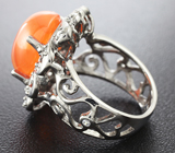 Яркое серебряное кольцо с корнелианом и кубиком циркония Серебро 925