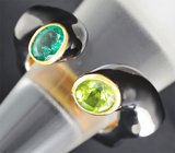 Серебряное кольцо с изумрудом и перидотом Серебро 925