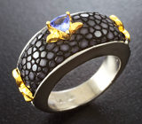 Серебряное кольцо с танзанитом и кожей ската Серебро 925