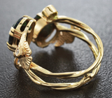 Золотое кольцо с ограненными эфиопскими опалами 2,33 карат, цаворитом, рубином и бриллиантами Золото