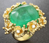 Золотое кольцо с уникальным уральским изумрудом 27+ карат и бриллиантами Золото