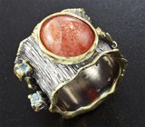 Серебряное кольцо с солнечным камнем Серебро 925
