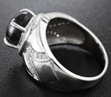 Стильное серебряное кольцо со звездчатым сапфиром Серебро 925