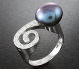 Прелестное серебряное кольцо с цветной жемчужиной Серебро 925