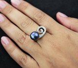 Прелестное серебряное кольцо с цветной жемчужиной Серебро 925
