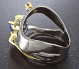 Серебряное кольцо с синим сапфиром и родолитом Серебро 925