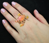 Золотое кольцо с огненным и кристаллическими опалами 19,91 карат и бриллиантами Золото