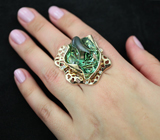 Золотое кольцо с уникальным зеленым аметистом 48,05 карат и бриллиантами  Золото