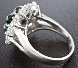 Чудесное серебряное кольцо с кристаллическими черными опалами Серебро 925
