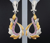 Серебряные серьги с родолитами Серебро 925