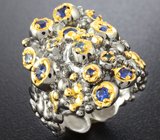 Серебряное кольцо с синими сапфирами Серебро 925