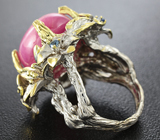 Серебряное кольцо с рубином, синими сапфирами и родолитом гранатом Серебро 925