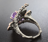 Серебряное кольцо с аметистами и гранатами Серебро 925