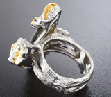 Серебряное кольцо c лабрадоритом и синими сапфирами Серебро 925