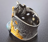 Серебряное кольцо c эфиопским опалом и оранжевыми сапфирами Серебро 925