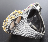 Серебряное кольцо с жемчужиной, австралийским триплет опалом и родолитами Серебро 925