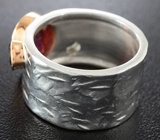 Серебряное кольцо c рубеллитом и зелеными турмалинами Серебро 925