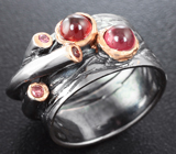 Серебряное кольцо с родолитами гранатами Серебро 925