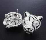 Скульптурные серебряные серьги «Тигры» Серебро 925