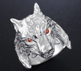 Скульптурное серебряное кольцо «Волк» с сапфирами Серебро 925