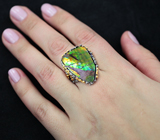 Серебряное кольцо с аммолитом аммонита Серебро 925