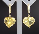 Серьги с цитринами авторской огранки Золото
