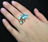 Серебряное кольцо с топазом и эфиопскими опалами Серебро 925