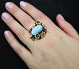 Серебряное кольцо с ларимаром и рубинами Серебро 925