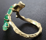 Золотое кольцо с изумрудами 1,67 карат и бриллиантом Золото
