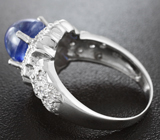 Стильное серебряное кольцо с синим сапфиром Серебро 925