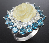 Серебряное кольцо с резным цитрином и топазами Серебро 925
