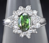Изящное серебряное кольцо с зеленым турмалином Серебро 925