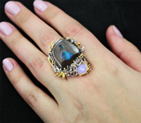 Серебряное кольцо с болдер и кристаллическим опалами Серебро 925