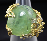 Серебряное кольцо с пренитом, мозамбикским гранатом, желтым и зеленым сапфирами Серебро 925