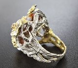 Серебряное кольцо с жемчужиной барокко и гранатом Серебро 925